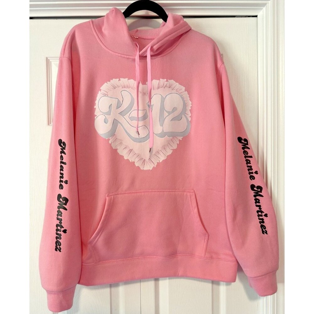 Melanie Martinez pink K-12 hoodie spell out on sleeves XL lace heart sweatshirt